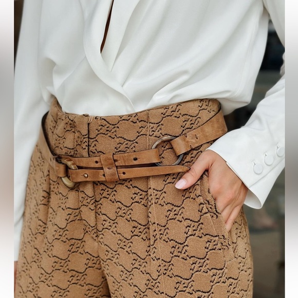 Fendi Karligraphy Velvet Logo Brown Tan Straight Leg Trousers 42IT/ 8US - Picture 11 of 14
